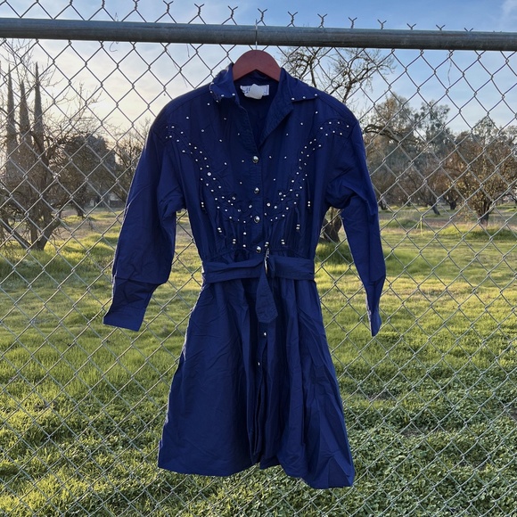 Vintage 80s d. Frank Petites Western Dress - Picture 1 of 8